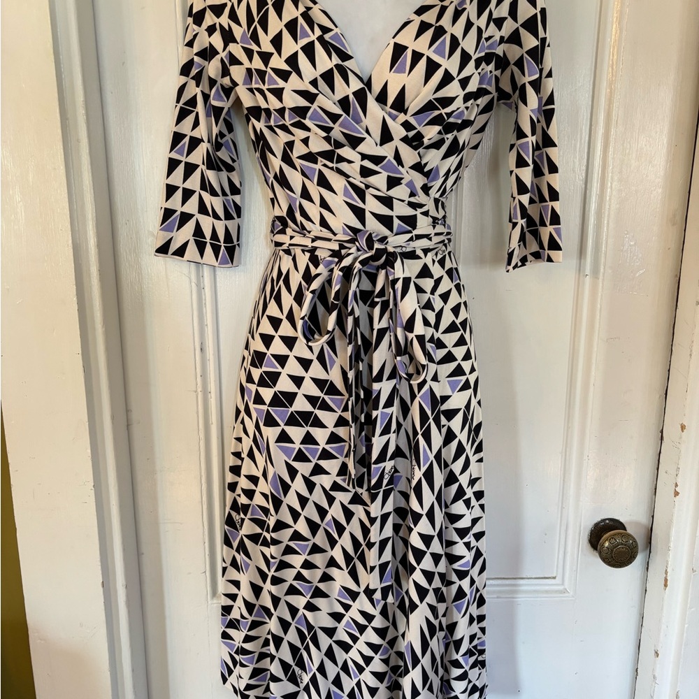 Geometric Print Wrap Dress